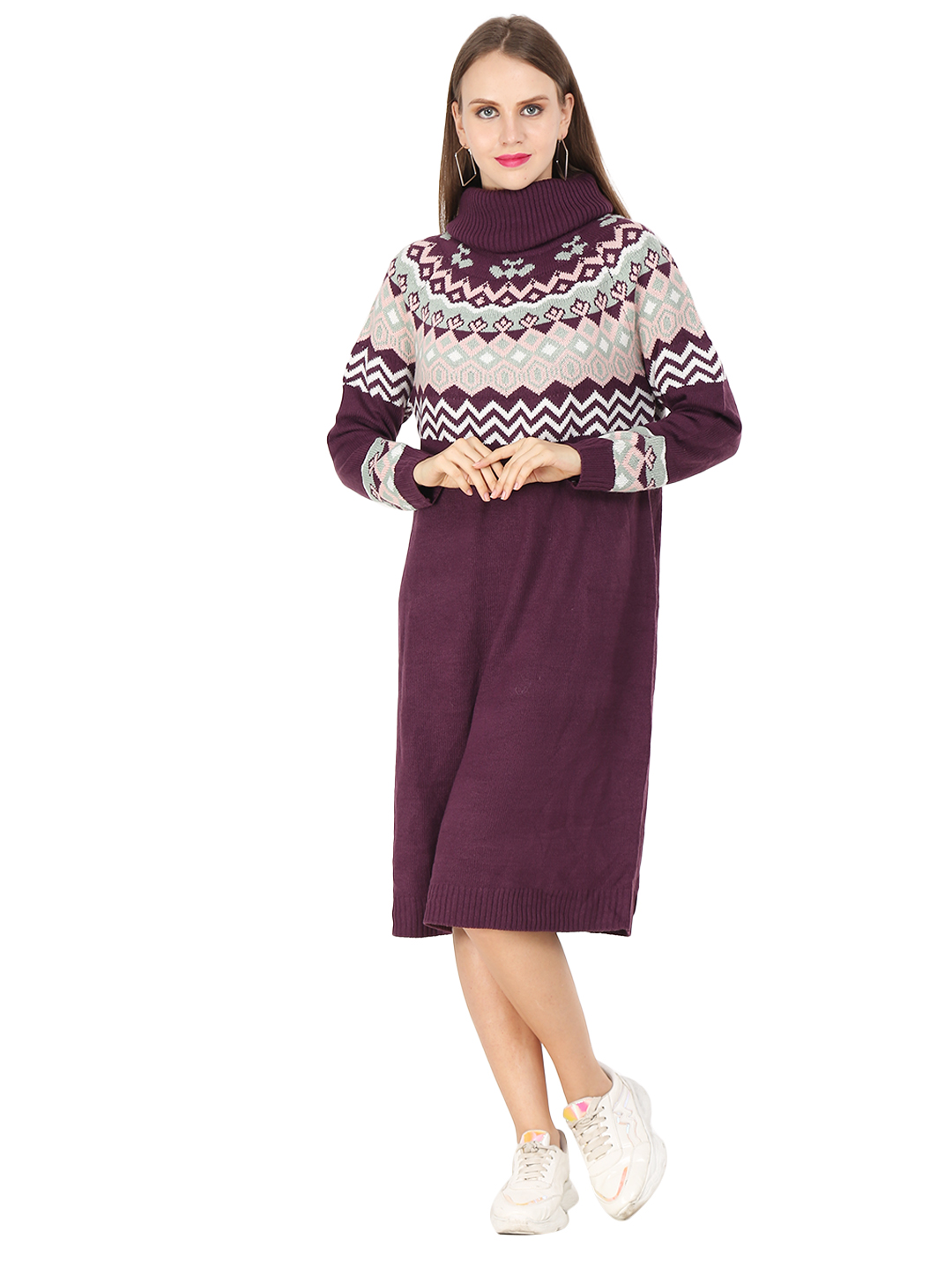 Green and offwhite designer woolen Kurti ( L ) #36901 | Buy Woolen Kurti  Online